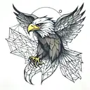 eagle that's half low poly tattoo design idea