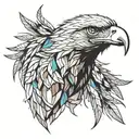 eagle that's half low poly tattoo design idea