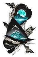 mountains panorama tattoo design idea