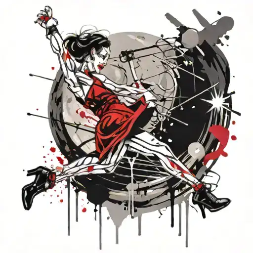 Moon, swing dancer tattoo design idea