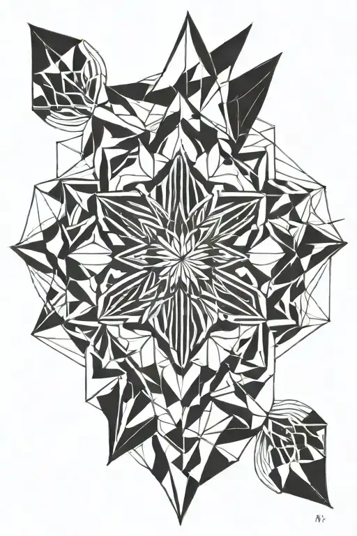 an easy   geometric mandala, tattoo design, with bold simple lines and negative spaces tattoo design idea