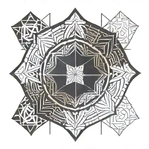 an easy   geometric mandala, tattoo design, with bold simple lines and negative spaces tattoo design idea