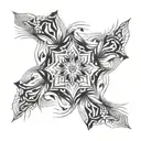 an easy repetitive geometric fractal mandala, tattoo design, with bold simple lines and negative spaces tattoo design idea