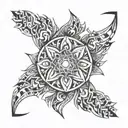 an easy repetitive geometric fractal mandala, tattoo design, with bold simple lines and negative spaces tattoo design idea