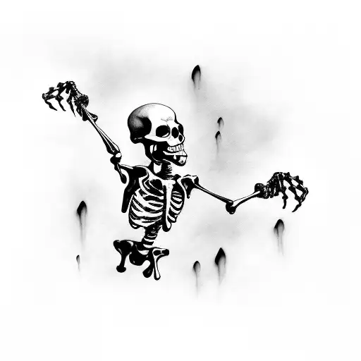 skeleton dancing in the rain tattoo design idea