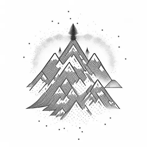 mountains turning into heartbeat ekg turning into a cardinal flying  tattoo design idea