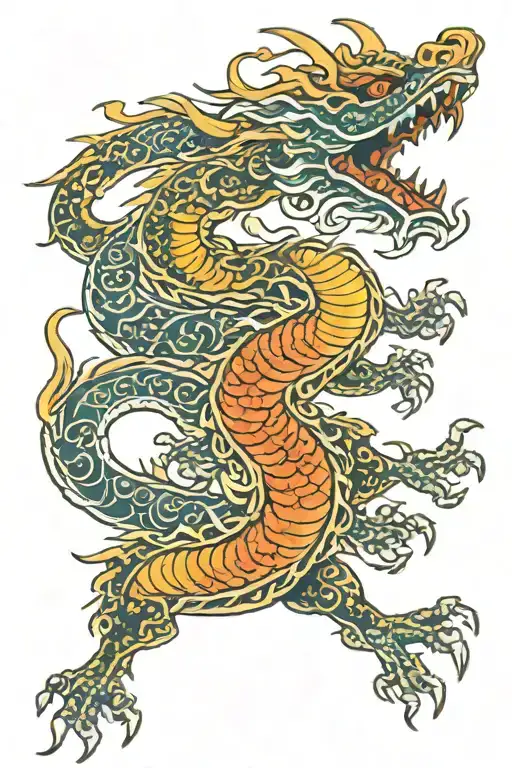 mexican inspired dragon tattoo design idea