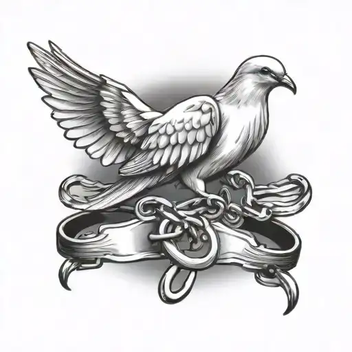 dove holding handcuffs  tattoo design idea