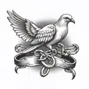 dove holding handcuffs  tattoo design idea
