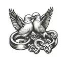 dove holding handcuffs  tattoo design idea