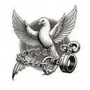 dove holding handcuffs  tattoo design idea