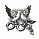 dove holding handcuffs  tattoo design idea