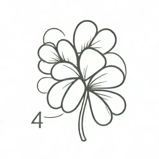 heart and number 4 leaf clover tattoo design idea
