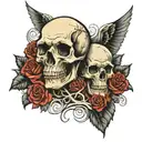 3 skulls 2  agnles tattoo design idea