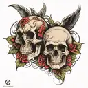 3 skulls 2  agnles tattoo design idea