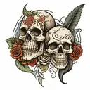 3 skulls 2  agnles tattoo design idea