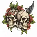 3 skulls 2  agnles tattoo design idea