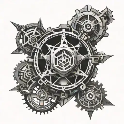 Incorporate the Linkin Park logo with an intricate mechanical design inspired by AWS technology tattoo design idea