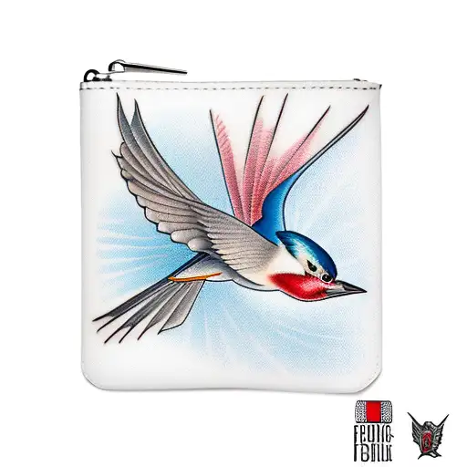 scissortail flycatcher holding a purse in beak tattoo design idea