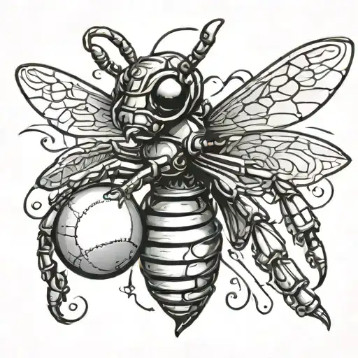 Hornet with a ball tattoo design idea
