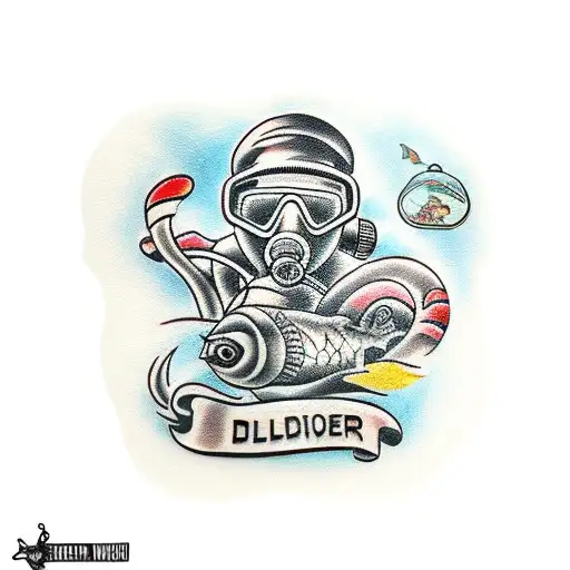 scuba diver tattoo design idea