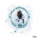 scuba diver with marine life tattoo design idea