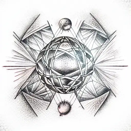 square and sphere tattoo design idea