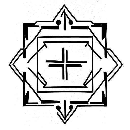 geometric coloured primitive shape tattoo design idea