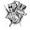 cards and guns tattoo design idea