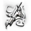 cards and guns tattoo design idea