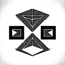 geometric coloured primitive shape tattoo design idea