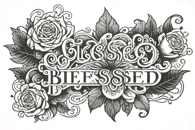 wrist cover up for word blessed  tattoo design idea
