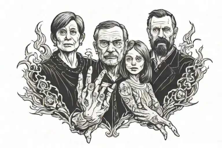 father and mother holding her tattoo design idea