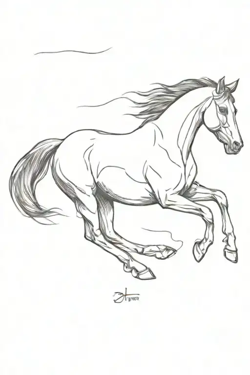horse running tattoo design idea