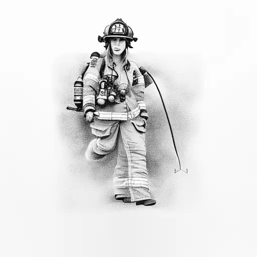 female firefighter  tattoo design idea