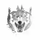 full moon alpha wolf with pack tattoo design idea