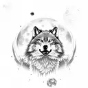 full moon alpha wolf with pack tattoo design idea