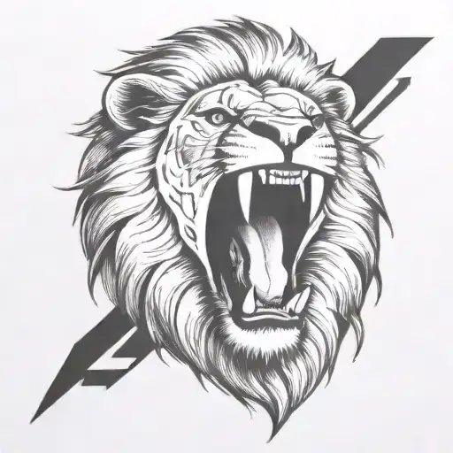 lion head roaring tattoo design idea