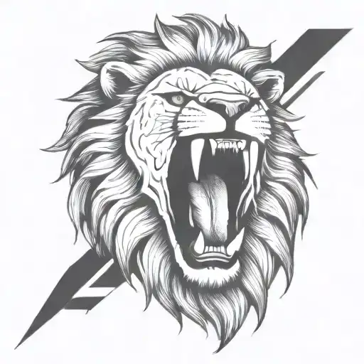 lion head roaring tattoo design idea