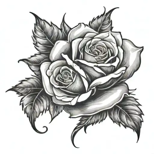rose shadows tattoo design idea