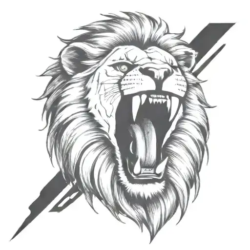 lion head roaring tattoo design idea