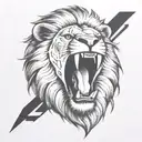 lion head roaring tattoo design idea