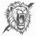 lion head roaring tattoo design idea