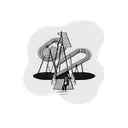 Man walking dog with rollercoasters around them tattoo design idea