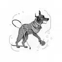 Man walking dog with rollercoasters around them tattoo design idea