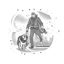 Man walking dog  tattoo design idea