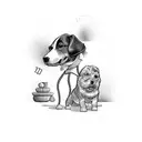 Man walking dog  tattoo design idea