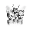 four children tattoo design idea