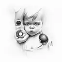 four children tattoo design idea