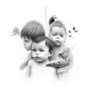 four children tattoo design idea